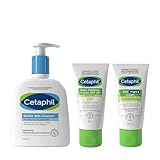 Cetaphil Sensitive Skin Daily Essentials Skincare Set, Gentle Skin Cleanser 236ml + SPF 50 Face Cream 50g + Rich Night Cream 50g