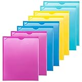 MAKHISTORY Plastic Folders with Clear Front Pocket - 8 Pack, Heavy Duty 3 Pockets Folders for Letter Size Paper, Assorted Bright Colors
