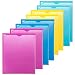 MAKHISTORY Plastic Folders with Clear Front Pocket - 8 Pack, Heavy Duty 3 Pockets Folders for Letter Size Paper, Assorted Bright Colors
