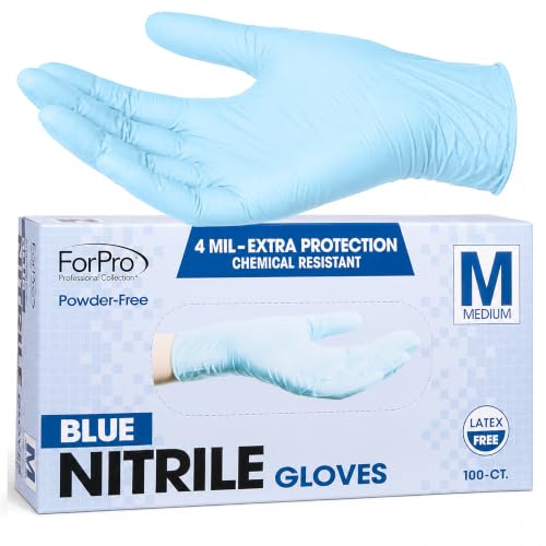 Image of ForPro Disposable Nitrile Gloves, Chemical Resistant, Powder-Free, Latex-Free, Non-Sterile, Food Safe, 4 Mil