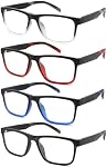 acavefox 4 Pack Reading Glasses Men 2.0 Reader Computer Blue Light Blocking | Fashion Comfortable Eyeglasses with Spring Hinge, Accurate 2.0 Magnification, Anti UV, Lightweight and Sturdy