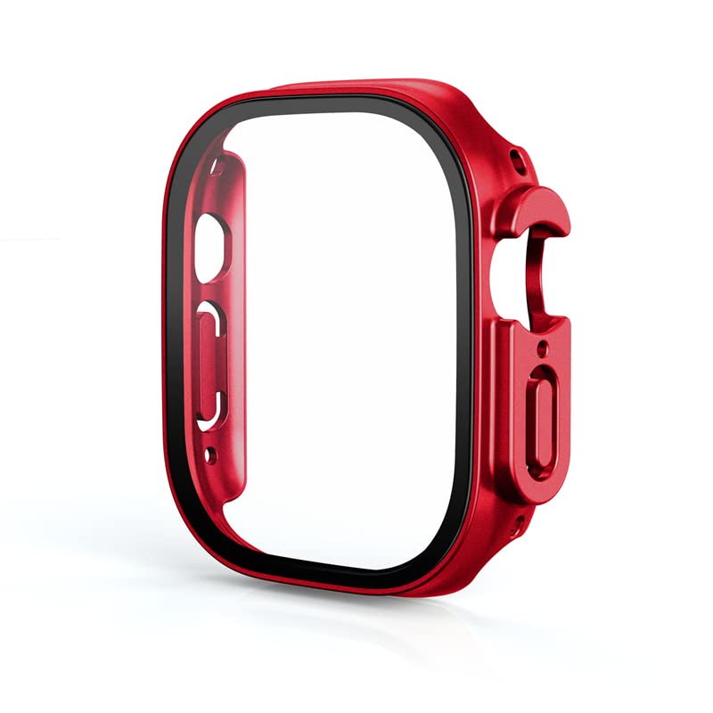 Apple Watch Ultra 49mm coque rouge avec verre trempé de protection intégrale PC