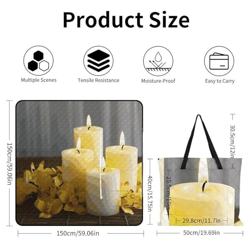 Couverture de plage papillon jaune et bougies plaid imperméable et pliable - 4