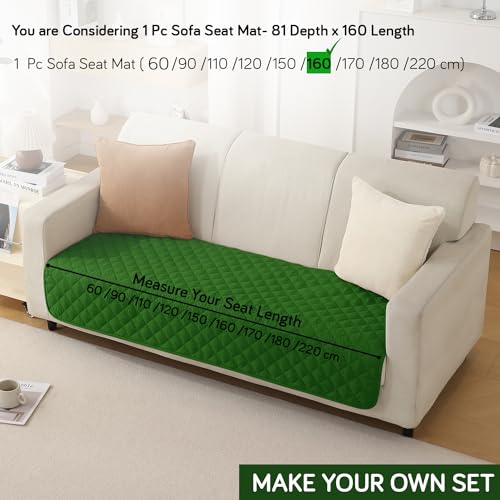 Image of HOKIPO Quilted Waterproof Sofa Cover Mats for 1 /2 /3 Seater Sofa and L Shape. Make Your Own Sofa Cover Set, Mat Length 81(D) x 160(L) cm, Forest Green (AR-4968-W8)