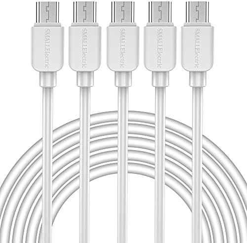 SMALLElectric Micro USB Cable (5-Pack, 6FT) Android Charger, Long Android Phone Charger Cord for Samsung Galaxy S7 S6 Edge J7 S5,Note 5 4,LG 4 K40 K20,MP3,Kindle,Tablet,White