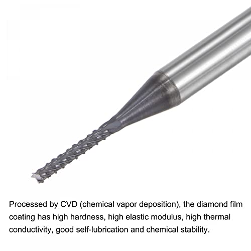 Image of uxcell End Mill CNC Router Bits, 1.1mm x 6mm 1 /8 inch Shank Diamond Film Coated Carbide Engraving Bit Milling Cutter Right Hand for PCB Plastic Fiber Wood 10pcs