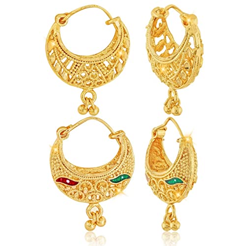 Vighnaharta Shimmering Beautiful Gold Plated Clip on Bucket,basket Chand Bali and Screw Stud earring Combo valentine day gift valentineday gift for her gift for him gift for women gift for men love gift gifts ValentinesDay2023 for Women and Girls [VFJ1139-1138ERG]