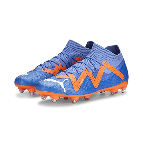 PUMA PUMA Men's Soccer Shoe, Blue Glimmer White Ultra Orange, 13