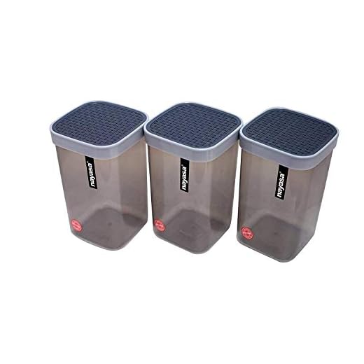 NayasaSuperplast Plastic Fusion Containers 2100ml, Set of 3, Grey by Krishna Enterprises