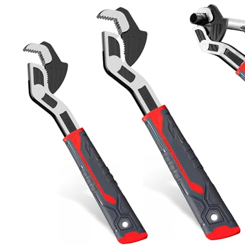 NCOALE Universal Pipe Wrench Adjustable, 2 Sizes Self Locking Wrench Multifunctional Heavy Duty Adjustable Spanner Set for Car Home and Mechanic Repair (8in+12in)