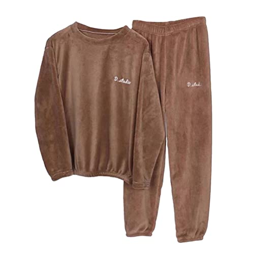 shownicer Pyjama Homme Ensembles de Pyjama Chaud en Polaire Coupe Slim Doux Confortable Vêtements de Nuit Col Rond à Manche Longue et Pantalon Deux Pièces...