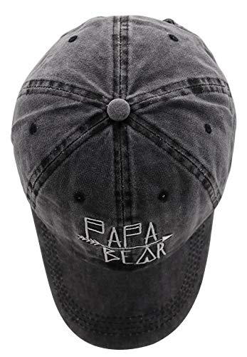 Image of KKMKSHHG Unisex Papa Bear Denim Hat Adjustable Washed Dyed Cotton Dad Baseball Caps
