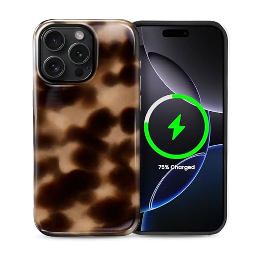 For iPhone 14 Pro Max Cases,Campatible With Magsafe,2-layer Hard Shell + Silicone Cover - Shockproof Protection, High-end And Fashionable Phone Case Dark Brown Tortoiseshell Pattern Abstraction
