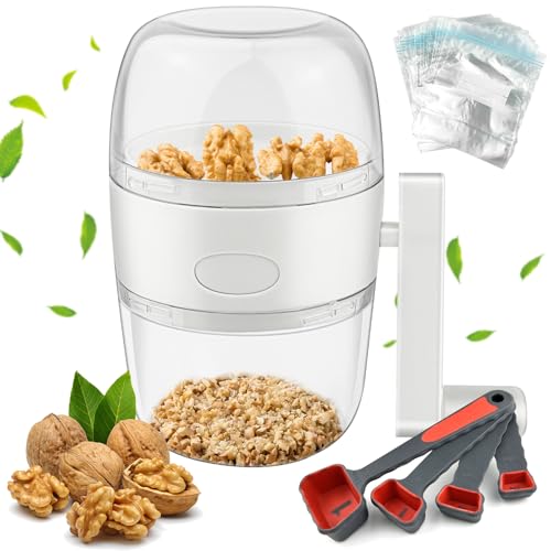 GZLCEU Broyeur de Noix Manuel, Moulin à Concasser des Noix avec 20 Sachets Refermables et 1 Cuillère Doseuse pour Noix,Amandes,Noisettes,Noix Concasseur de...