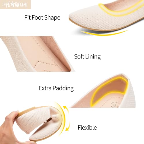 Image of Women's Ballet Flats Shoes Comfortable Mesh Pointed Toe Slip On Dress Shoes | Breathable knit, Memory insole, Lightweight & flexible, Slip-on style, Perfect for daily wear