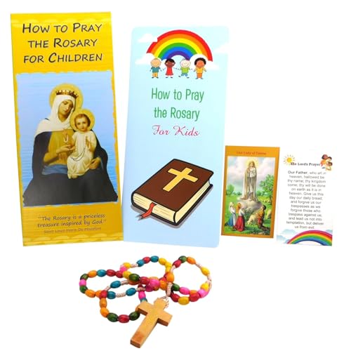 Westmon Works How to Pray the Rosary Complete Beginers Set with Wooden Beads Two Holy Cards and Large Easy Instruction Guide Students Pamphlet3