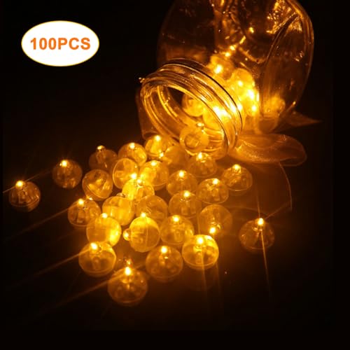 100 Stück LED-Ballons Lichter, Mini Led Licht, Runde LED Ballonlichter, Warmweiß Hochzeit Licht, Bunte Blinkende Party Licht für Papierlaterne Weihnachten Geburtstag Karneval Bar Klub Dekor