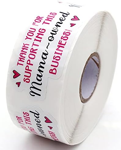 Muminglong 1.5 Inch Thank You for Supporting This Mama-Owned Business Pink Love Sticker,Thank You Sticker, Small Business, Handmade Sticker,Packaging Sticker, 500 PCS