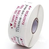 Muminglong 1.5 Inch Thank You for Supporting This Mama-Owned Business Pink Love Sticker,Thank You St