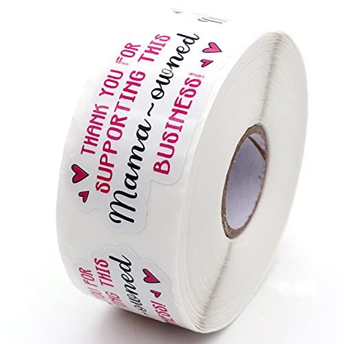 Muminglong 1.5 Inch Thank You For Supporting This Mama-Owned Business Pink Love Sticker,Thank You Sticker, Small Business, Handmade Sticker,Packaging Sticker, 500 Pcs #TOP14