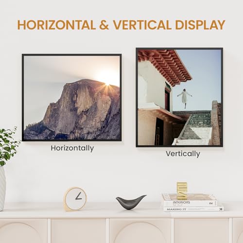 Image of 14x16 Aluminum Metal Picture Frame,Tempered Glass Black Photo Frame 14x16 for Family Photo,Posters,Art,Document to Wall Mount Horizontally or Vertically