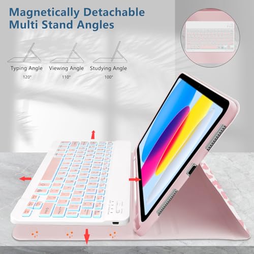 Funda con teclado Bluetooth para iPad 10 generación para estudiar en cafeterías 3