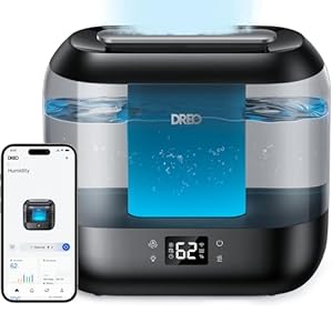 Dreo – Smart Humidifiers for Bedroom – Top Fill 4L for Large Room – 28 dB, 36H Runtime for Baby- Touch/APP/Voice Control – Easy to Clean – Supersized Cool Mist Humidifier for Home/Indoor/Plants
