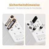 TESSAN Uniwersalny Adapter Wtyczki, Adapter PodróżNy z 1 Usb C I 2 Usb A, Uniwersalny Adapter PodróżNy Francja do Usa Kanada Wielka Brytania WłOchy Australia Chiny Japonia Tajlandia