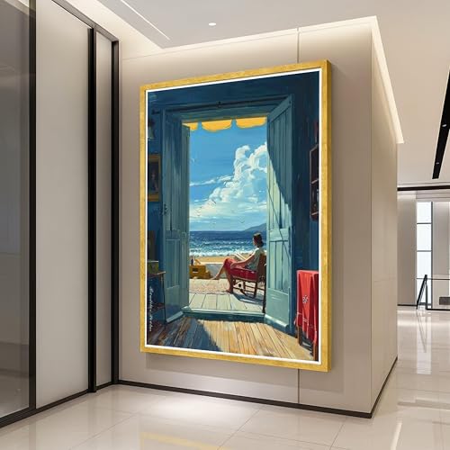 Toile imprimée Vue sur la plage XINBAO | Décoration océanique pour salon sans cadre 80x120cm