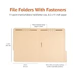 Amazon Basics Manila File Folders with Fasteners for Organized Filing, Letter Size, 100-Pack - Image 2