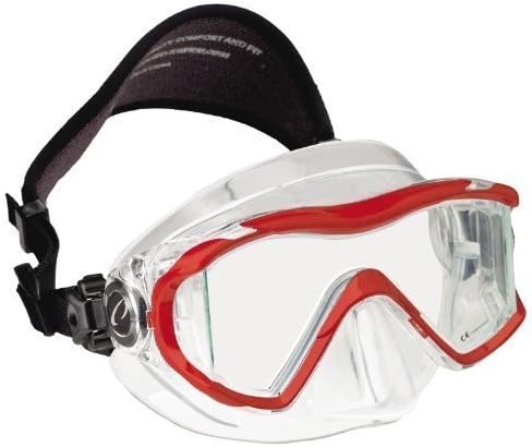 Fits Larger Faces - The New Oceanic Ion 3X Scuba Diving & Snorkeling Mask (Red) with FREE Neoprene Comfort Strap ($12.95 Value)