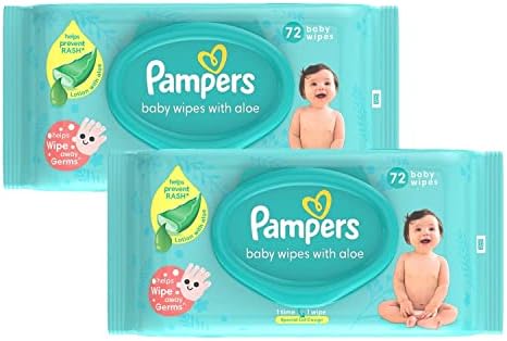 Baby Gentle Wet Wipes with Lid 144 Count (72 X Pack of 2) | with Aloe Vera and Vitamin E | 97% Pure Water | Paraben free | Combo Pack