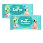 Pampers Baby Gentle Wet Wipes with Lid 144 Count (72 X Pack of 2) | with Aloe Vera and Vitamin E | 97% Pure Water | Paraben free | Combo Pack