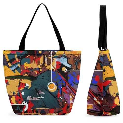 Sac shopping voyage couleur abstraite : le grand sac à main pour femme idéal au quotidien