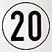Unbekannt Geschwindigkeitsaufkleber 20 km/h, Hinweisschild für Kraftfahrzeuge (zulässige Höchstgeschwindigkeit), Durchm. 200 mm, zur Anbringung an das Fahrzeug 20 km/h