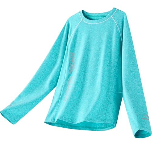 Angel season Boys Girls Long Sleeve Shirts Breathable Moisture Wicking Athletic Activewear T-Shirt for Kids, 5-14 Years