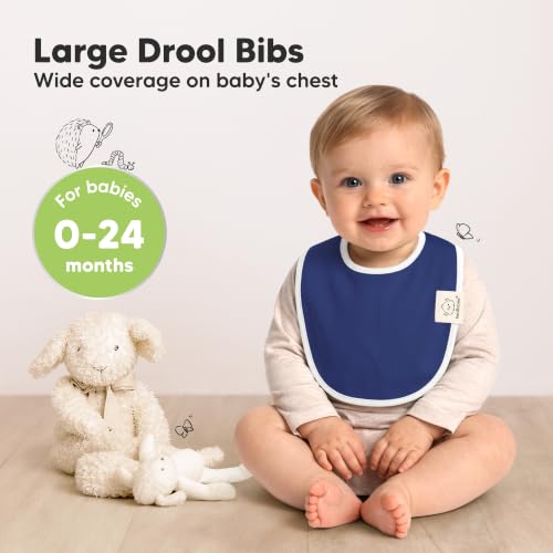 Image of KeaBabies 8-Pack Organic Baby Bibs for Drooling and Teething (Basics) | Soft Cotton Bibs for Baby Girl, Boy, Extra Absorbent, Easy to Clean & Put On, Toddler, Newborn, Infant 0-24 Months