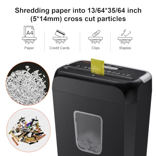 bonsaii paper shredder for home use 34 gal wastebasket 6 sheet crosscut paper credit cards staples and clips shredder for home office use portable handle design c237-b new version