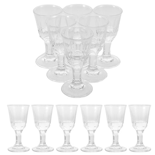 OSALADI 12 Copas de Licor de Vidrio Transparente 10 Ml Base Gruesa y Tallo Alto – Juego de Mini Vasos para Whisky y Cócteles Ideales para Fiestas Eventos y Reuniones en Casa