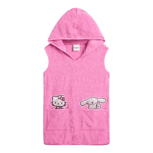 Hello Kitty Little Girls Loop Terry Cloth Hooded Swim Cover Up UPF 50+ Purple 7-8
