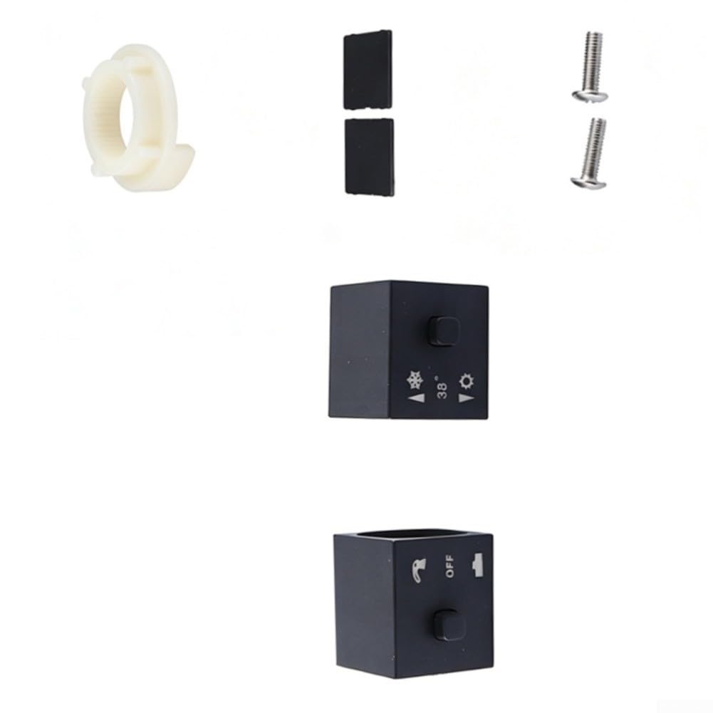 2 Piezas Manómetro Termostático Cuadrado para Ducha - Mandos Control Temperatura ABS Negro - Repuesto Grifería Baño 40x35mm(black)