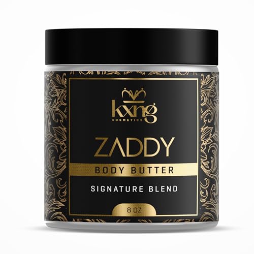 Image of KXNG Cosmetics Organic Shea Body Butter Cream - 8oz | Deep Hydrating Body Butter for Men & Women with Shea, Cocoa, Mango & Coconut Oil | Moisturizer for All Skin Types, Hands & Feet - Zaddy XL