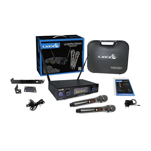 Microfone Sem Fio de Mão Duplo Profissional LYCO UHXPRO02MM, UIHF, Display Digital, Bateria de Longa