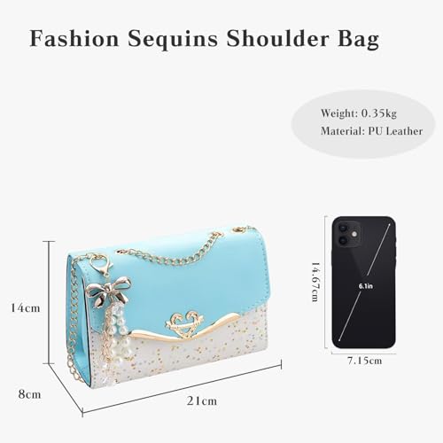 Image of CORIOS Elegant Shoulder Bag for Women - PU Leather Handbag with Sequin Crossbody & Messenger Bag Styles