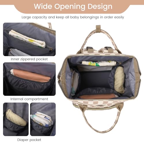 Image of GAIVP Baby Diaper Bag Backpack for Mom, Large Capacity Travel Nappy Bag for Boys & Girls with Stroller Straps,Insulated Pockets (Corduroy Checkered Brown)