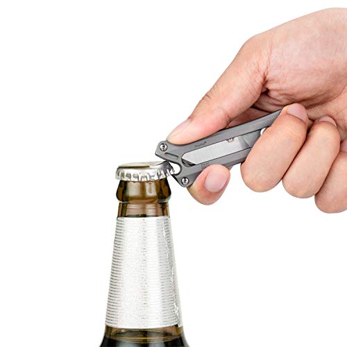 Rovyvon V20 Titanium Utility Knife,Razor Blade Replaceable Knife,With Bottle Opener Keychain Edc Tool For Outdoor Hiking Camping (Gray) #TOP2