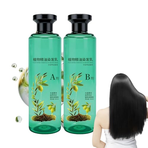 Tinte para el cabello, 260 ml, vegetal, crema reparadora de brillo natural, 2 botellas de productos para teñir el cabello para cubrir blancos y grises, adultos mayores, peluqueros más