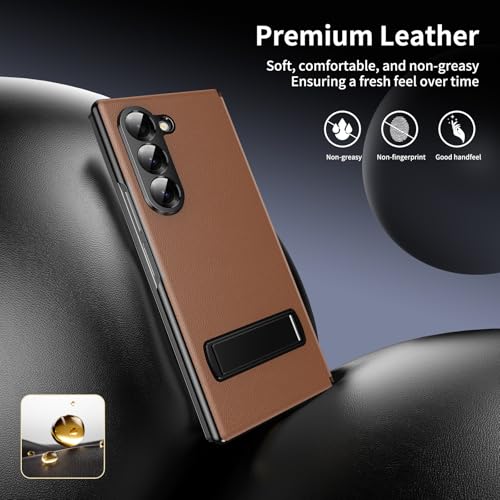 Image of for Samsung Galaxy Z Fold 8 Ultra Magnetic Flip Folding Case, Multi-Angle Bracket, High Classy Luxurious Business Leather, Full Body Hinge Protective Slim Cover.(Brown)
