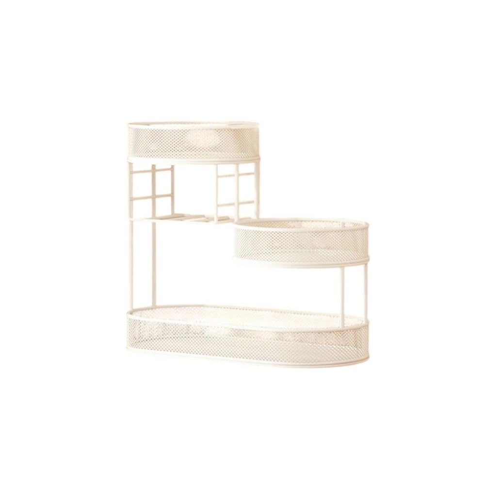 FZL02068LM Fruit Bowl Countertop Fruit Basket Metal Wire Storage Vegetables Rack Versatile(White)