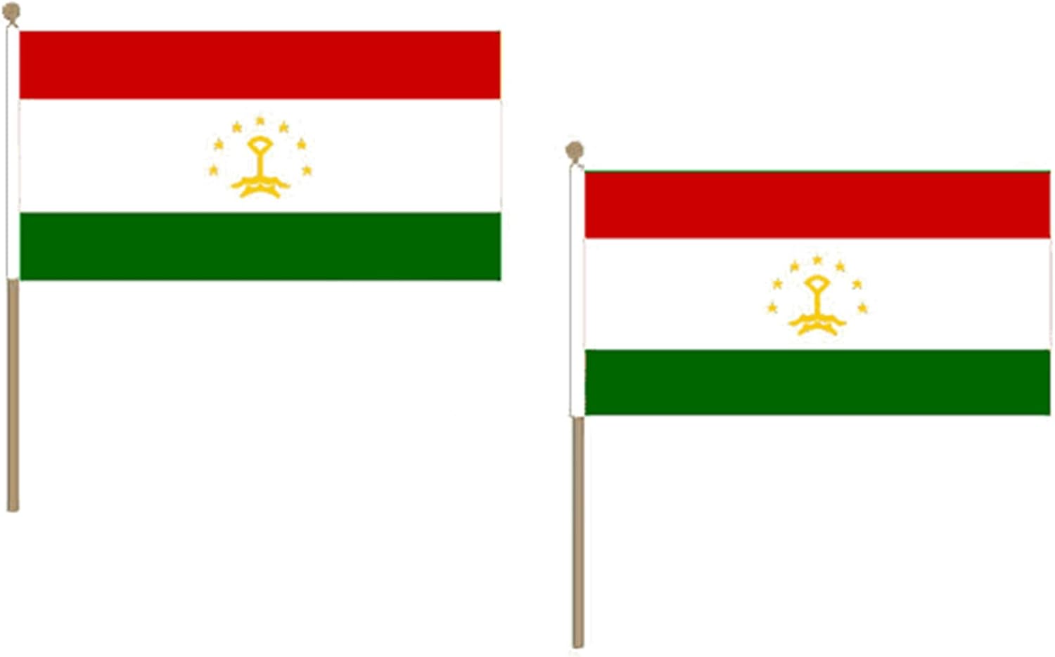 Tajikistan Flag 12'' x 18'' wood stick - Tajik flags 30 x 45 cm - Banner 12x18 in with pole - AZ FLAG